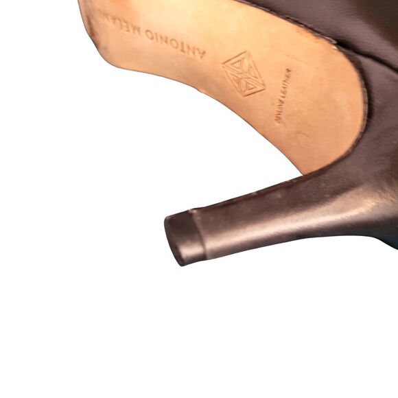 Antonio Melani Valerie Tall Knee High Black Leather Heels Zipper Boots Size 6M - Picture 5 of 8